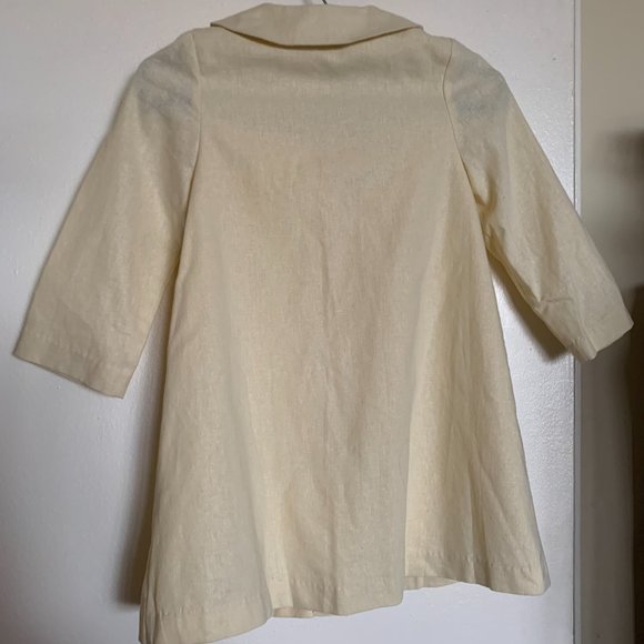 RING AROUND THE ROSIE GIRLS YELLOW HAND EMBROIDERED LINEN COAT DRESS SIZE 4T - Picture 5 of 9